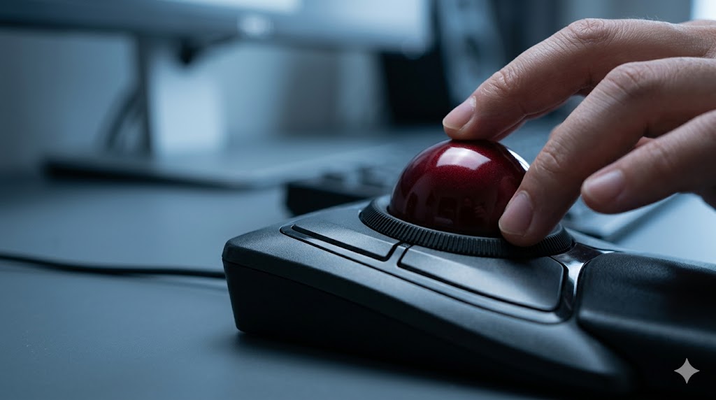 座標系の手動制御。「Kensington Expert Mouse」による、空間の再定義と手首の解放。